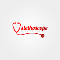 medical or doctor stethoscope flat icon with red color