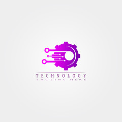 Technology icon template, creative vector logo design, connection, illustration elements.
