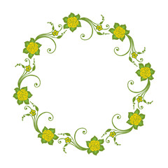 Vector illustration frame flower yellow and orange hand drawn