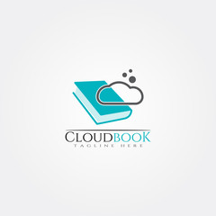 cloud book library icon template, creative vector logo design, illustration element.