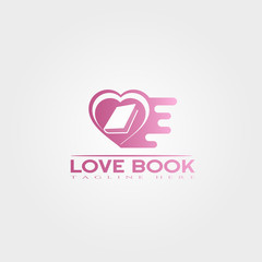 Love book icon template, creative vector logo design, studying, illustration element.