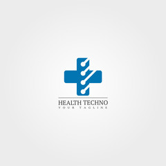 Obraz premium Digital health icon template, vector logo technology for business corporate, medical tech, creativity symbol, illustration -vector