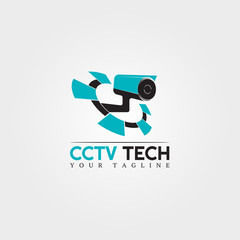 PrintCctv camera icon template, vector logo technology creative, illustration element