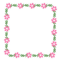 Obraz na płótnie Canvas Vector illustration frame flower pink and yellow hand drawn
