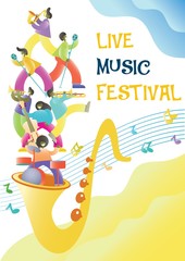 Live music festival vector poster design template