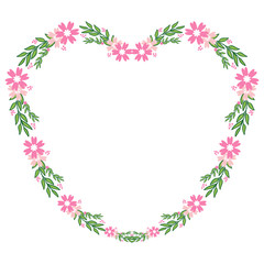 Vector illustration beauty pink flower frames hand drawn
