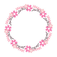 Fototapeta na wymiar Vector illustration very beautiful pink wreath frame art hand drawn