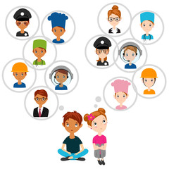 children dream about their future profession. children choose a profession