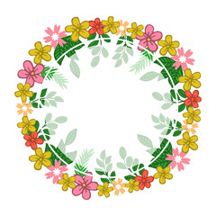 Vector illustration beauty colorful flower frame very blooms hand drawn