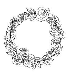 Hand Drawn Botanical Floral Wreath