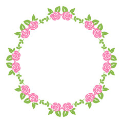 Vector illustration decoration pink floral frame for card hand drawn
