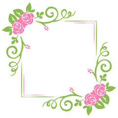 Vector illustration decoration pink floral frame for card hand drawn