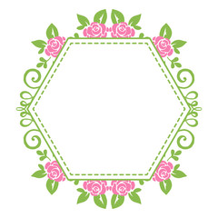 Vector illustration decoration pink floral frame for card hand drawn