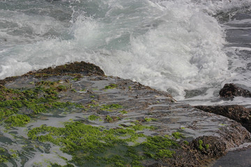 waves crashing on the rocks