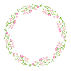 Vector illustration beauty pink flower frame with card hand drawn