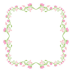 Vector illustration beauty pink flower frame with card hand drawn