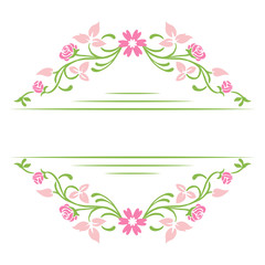 Vector illustration pink flower frames style with greeting card hand drawn