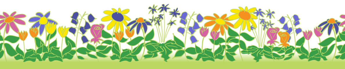 seamless flower patch border pattern