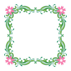 Obraz na płótnie Canvas Vector illustration green leafy flower frames with invitation card hand drawn
