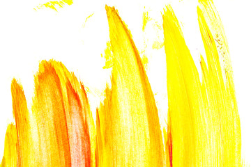 Beautiful abstract brush strokes with colorful gouache paint on isolated background