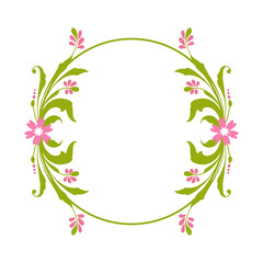 Vector illustration greeting card with design pink flower frame hand drawn
