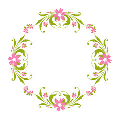 Vector illustration greeting card with design pink flower frame hand drawn