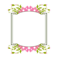 Vector illustration pink flower frame for card hand drawn