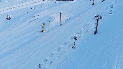 Snow park in Wisconsin, winter activities (tubing, skiing, snowboarding). Drone shots , bird's eyes view