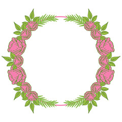 Vector illustration invitation card with pink floral frame blooms hand drawn