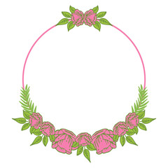 Vector illustration invitation card with pink floral frame blooms hand drawn