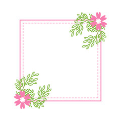 Vector illustration drawing pink flower frames blooms hand drawn