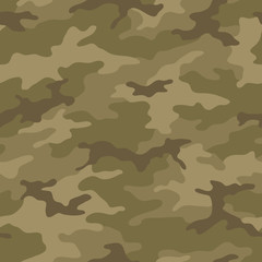 Seamless camouflage pattern. Khaki texture, vector illustration. Camo print background. Abstract military style backdrop