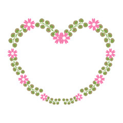 Vector illustration backdrop for shape pink flower frame hand drawn