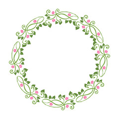 Vector illustration backdrop for shape pink flower frame hand drawn