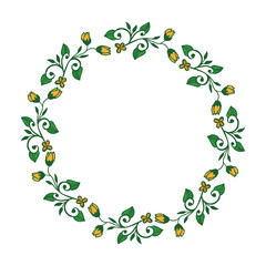 Fototapeta premium Vector illustration ornate frame floral with green leaf hand drawn