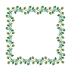 Fototapeta premium Vector illustration ornate frame floral with green leaf hand drawn