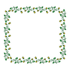 Vector illustration ornate frame floral with green leaf hand drawn