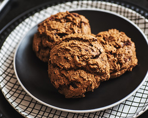 chocolate chip cookies on a plate