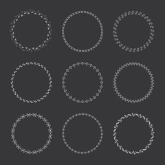 Holiday collection of vector graphic circle frames. Wreaths for Christmas design