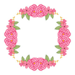 Vector illustration decorative frame flower pink with card hand drawn