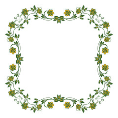 Vector illustration frame flower pink and yellow for greeting card hand drawn