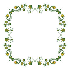Vector illustration frame flower pink and yellow for greeting card hand drawn