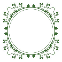 Vector illustration frame flower yellow with flower green leaf hand drawn