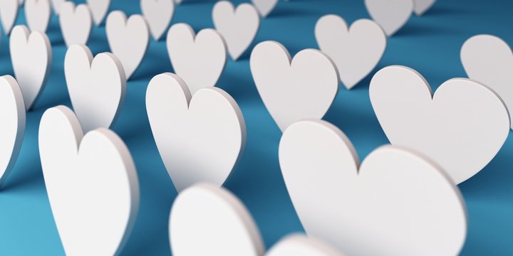 Group of Paper Hearts. 3D Render Illustration