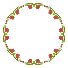 Vector illustration red flower frame for white backdrop hand drawn