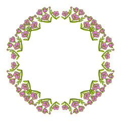 Vector illustration purple flower frames with greeting card hand drawn