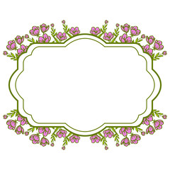 Vector illustration purple flower frames with greeting card hand drawn