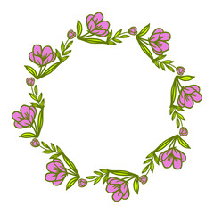 Vector illustration purple flower frames with greeting card hand drawn