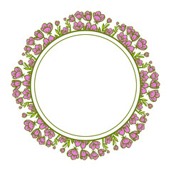 Vector illustration card with purple flower frames blooms hand drawn