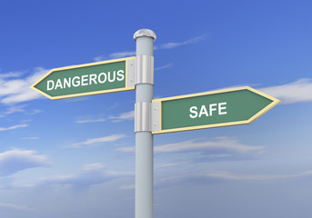 Fototapeta premium 3d dangerous safe road sign